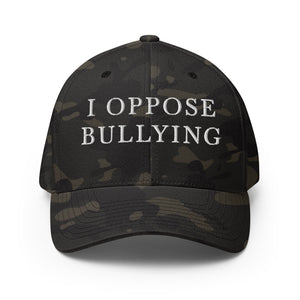 I Oppose Bullying - Dark Camouflage Structured Twill Cap (White Text)