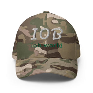 IOB - Light Camouflage Structured Twill Cap (White & Green Text)