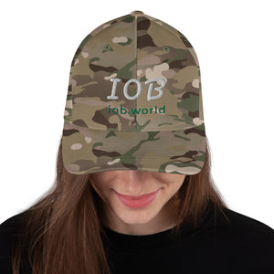 IOB - Light Camouflage Structured Twill Cap (White & Green Text)